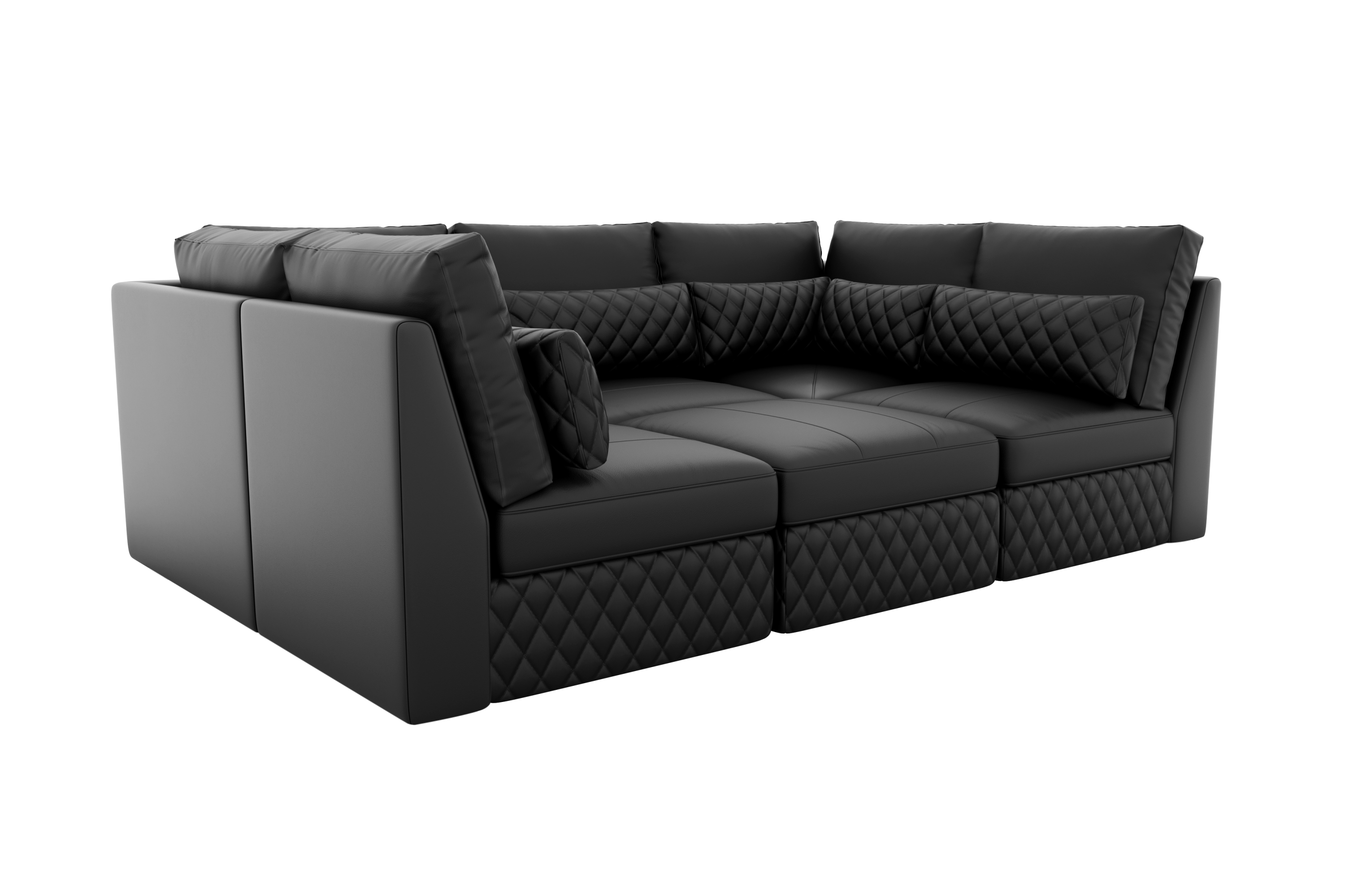 Ebony Leather Domus 148 5-pc U-Shape Sofa Sectional