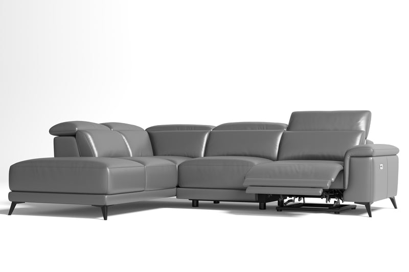 Valencia Pista Modern Top Grain Leather Reclining Sectional Sofa