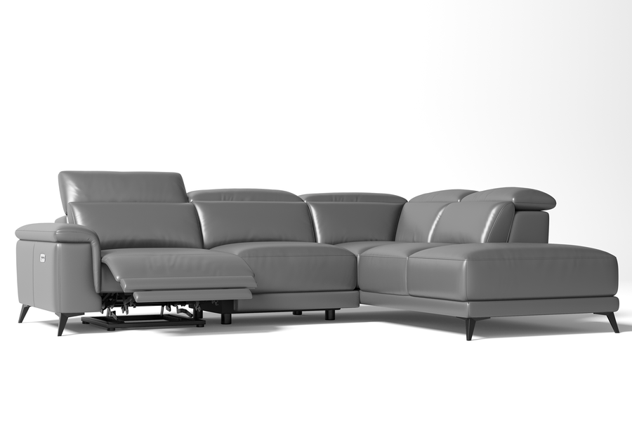 Valencia Pista Modern Leather Reclining Sectional Sofa