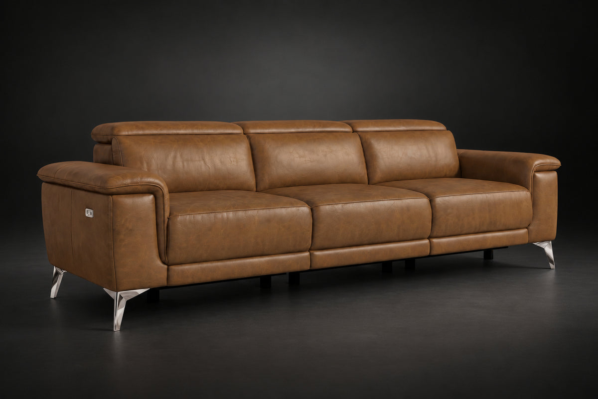 Valencia Pista Distressed Leather Reclining Sofa