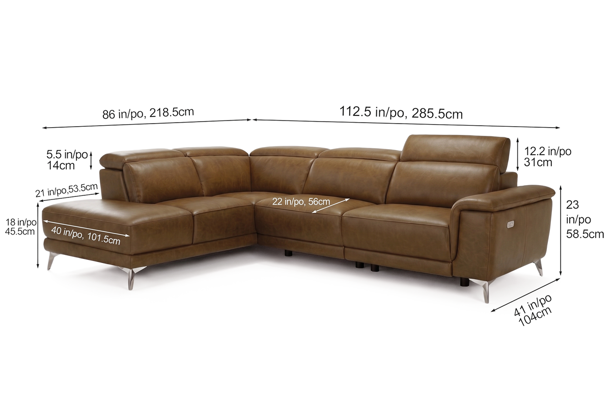 Valencia Pista Distressed Leather Reclining Chaise Sectional Sofa