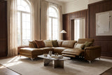 Valencia Pista Distressed Leather Reclining Chaise Sectional Sofa