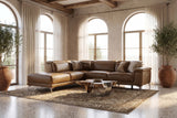 Valencia Pista Distressed Leather Reclining Chaise Sectional Sofa
