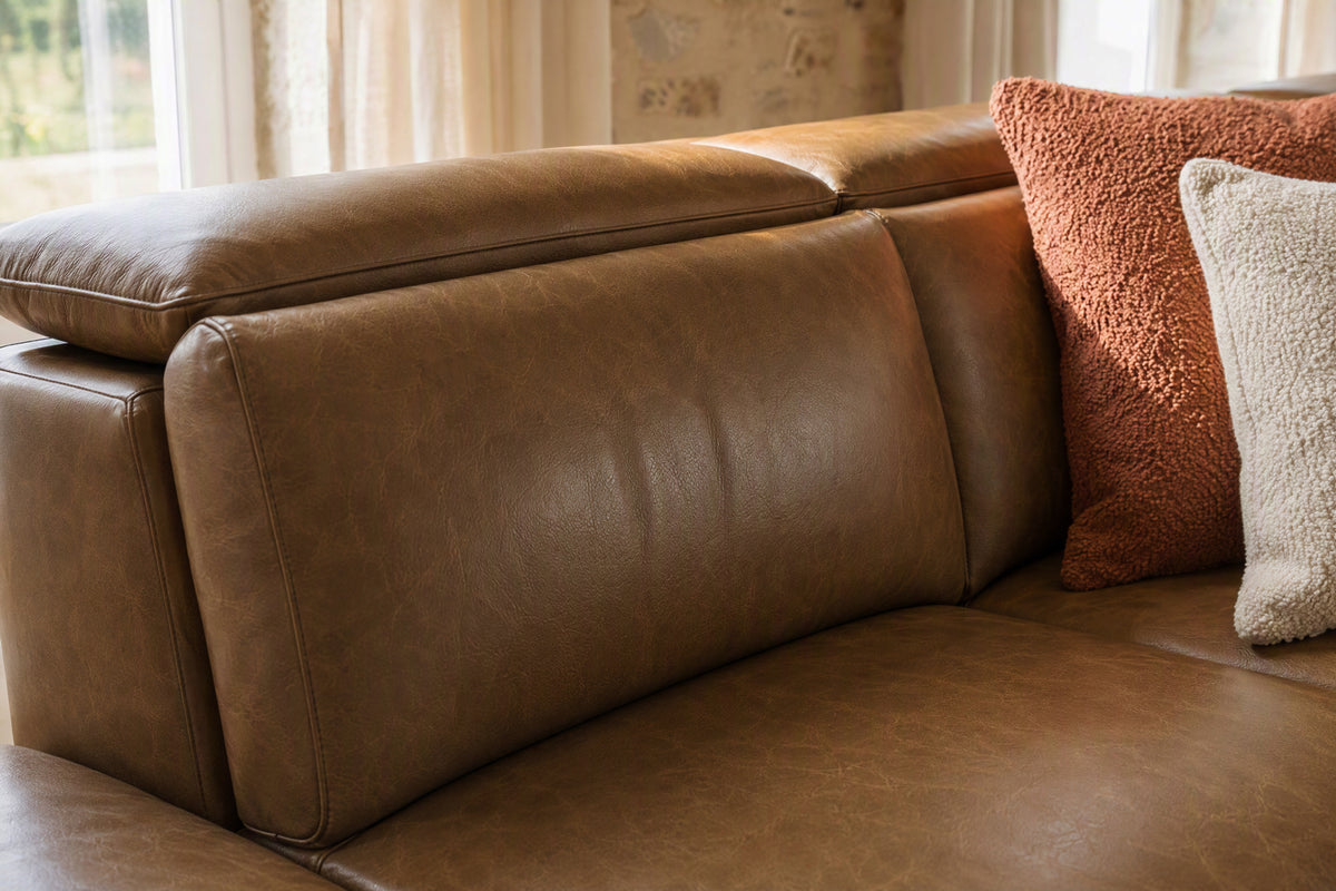 Valencia Pista Distressed Leather Reclining Chaise Sectional Sofa