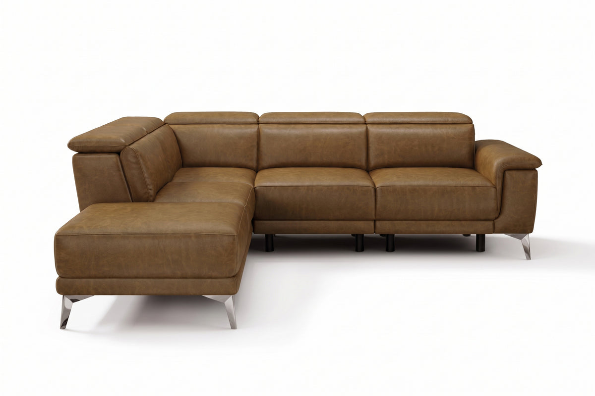 Valencia Pista Distressed Leather Reclining Chaise Sectional Sofa
