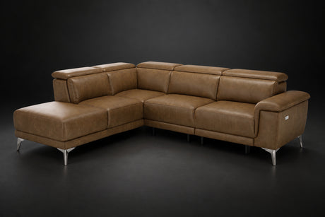 Valencia Pista Distressed Leather Reclining Chaise Sectional Sofa