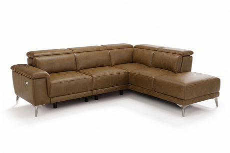 Valencia Pista Distressed Leather Reclining Chaise Sectional Sofa