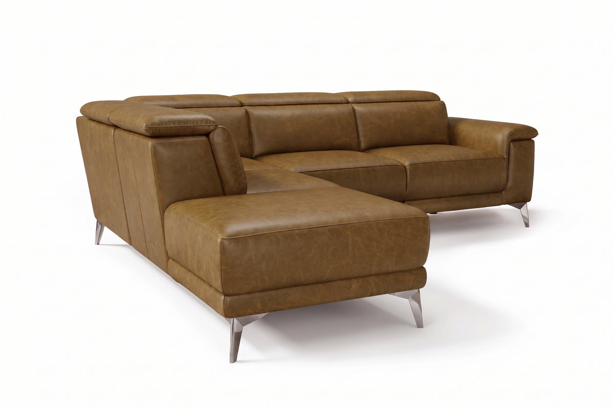 Valencia Pista Distressed Leather Reclining Chaise Sectional Sofa