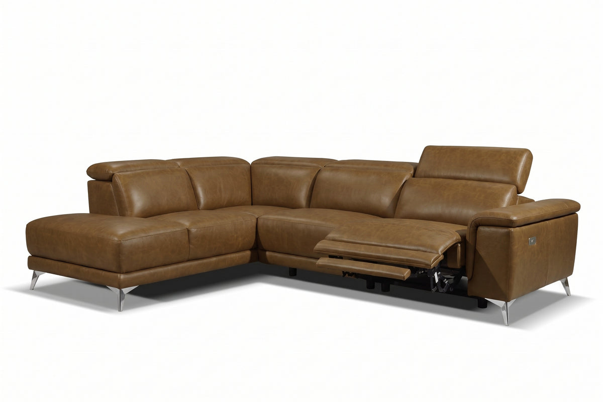 Valencia Pista Distressed Leather Reclining Chaise Sectional Sofa