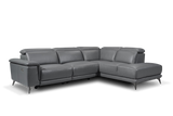 Valencia Pista Modern Top Grain Leather Reclining Sectional Sofa with Right-hand Facing Chaise, Grey Front View