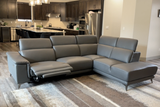 Valencia Pista Modern Top Grain Leather Reclining Sectional Sofa with Right-Hand Facing Chaise Scene diagram
