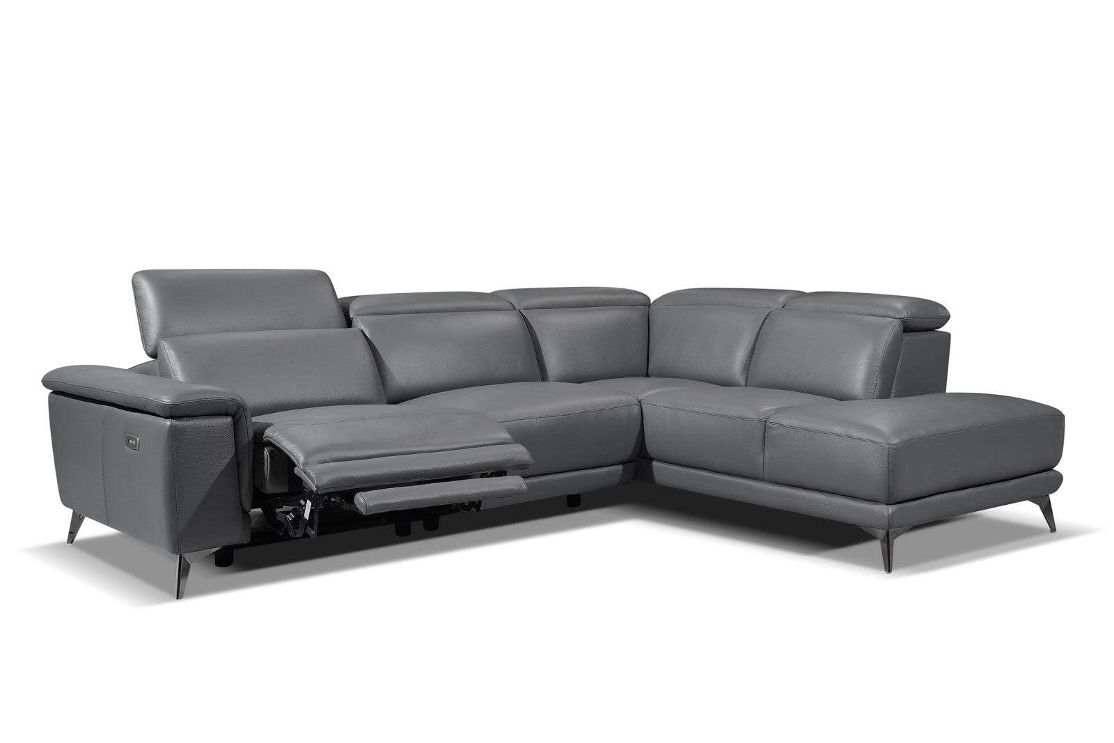 Valencia Pista Modern Top Grain Leather Reclining Sectional Sofa with Right-Hand Facing Chaise White background picture