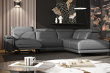 Valencia Pista Modern Top Grain Leather Reclining Sectional Sofa with Right-Hand Facing Chaise Scene diagram