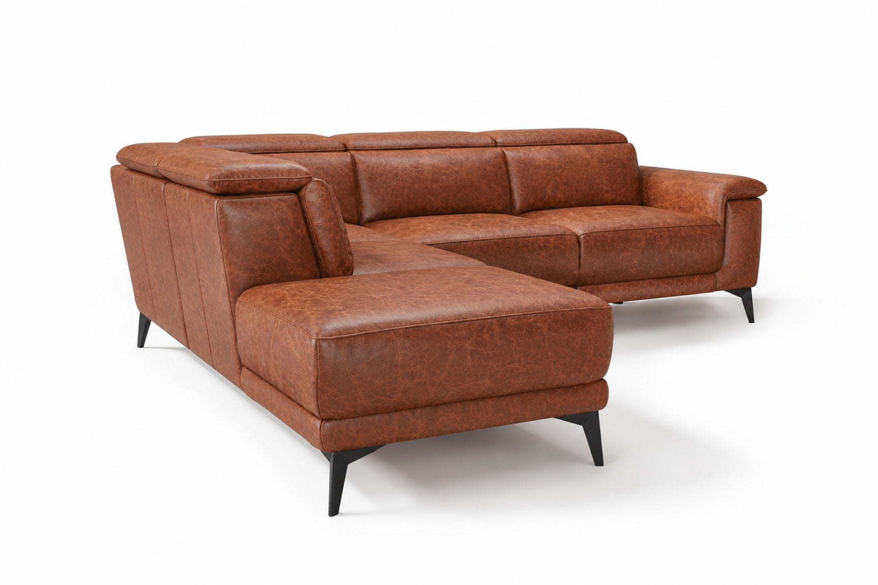 Valencia Pista Distressed Leather Reclining Chaise Sectional Sofa