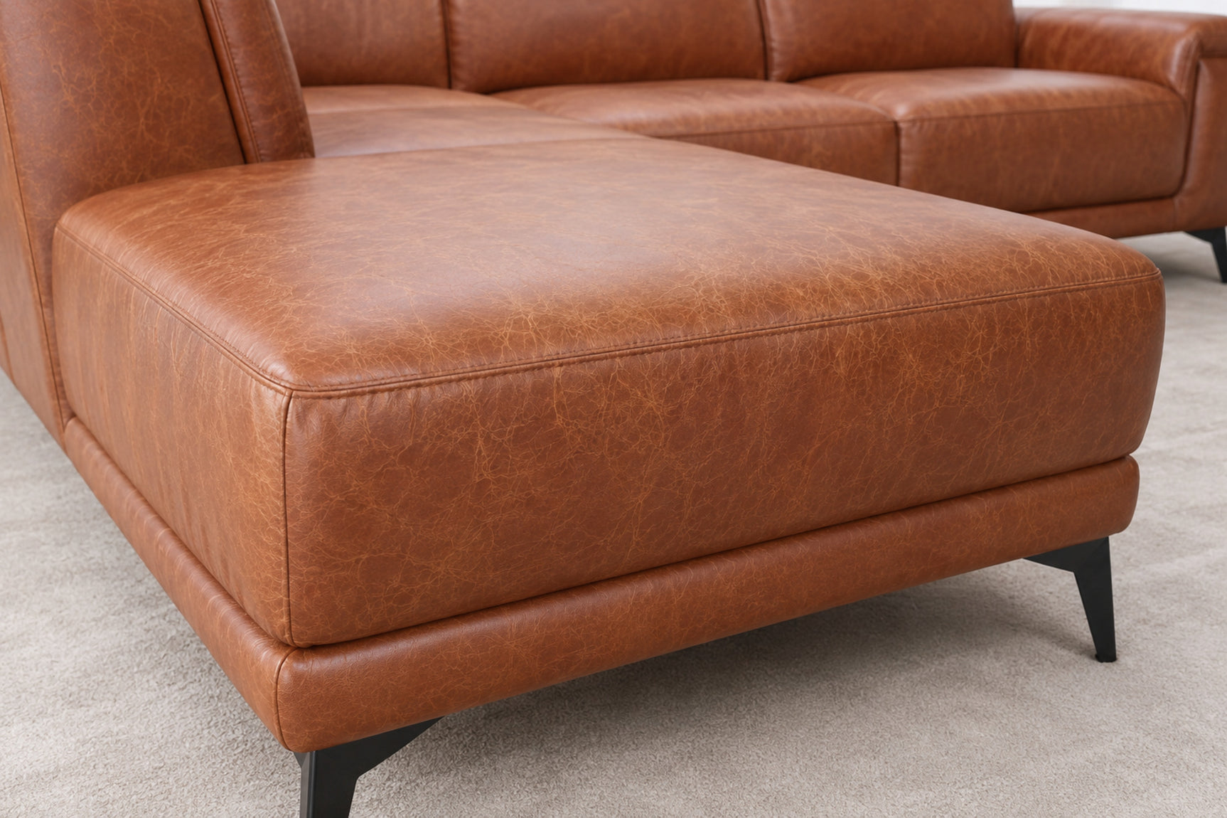 Valencia Pista Distressed Leather Reclining Chaise Sectional Sofa
