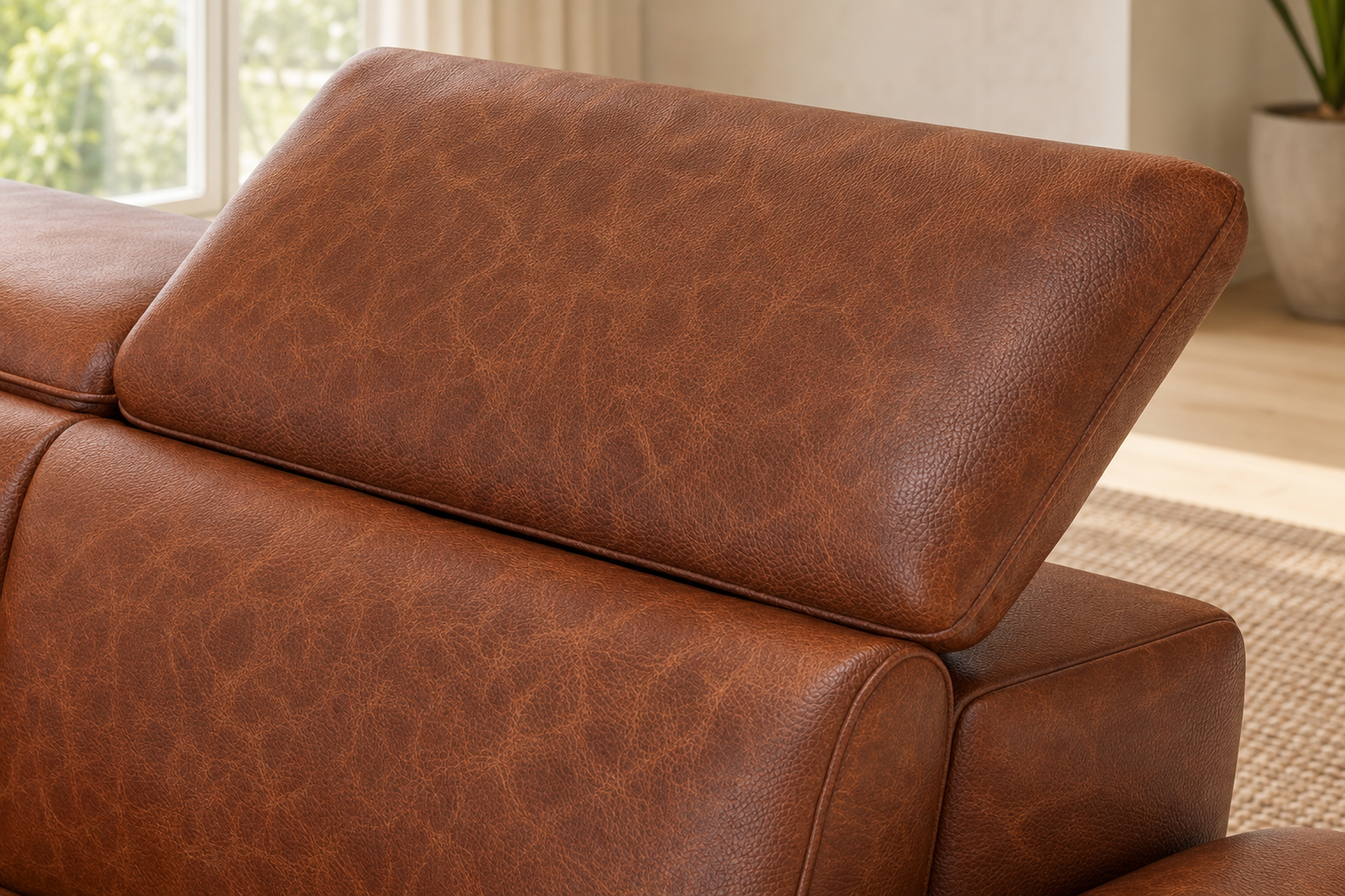 Valencia Pista Distressed Leather Reclining Chaise Sectional Sofa