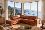 Valencia Pista Distressed Leather Reclining Chaise Sectional Sofa
