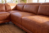 Valencia Pista Distressed Leather Reclining Chaise Sectional Sofa
