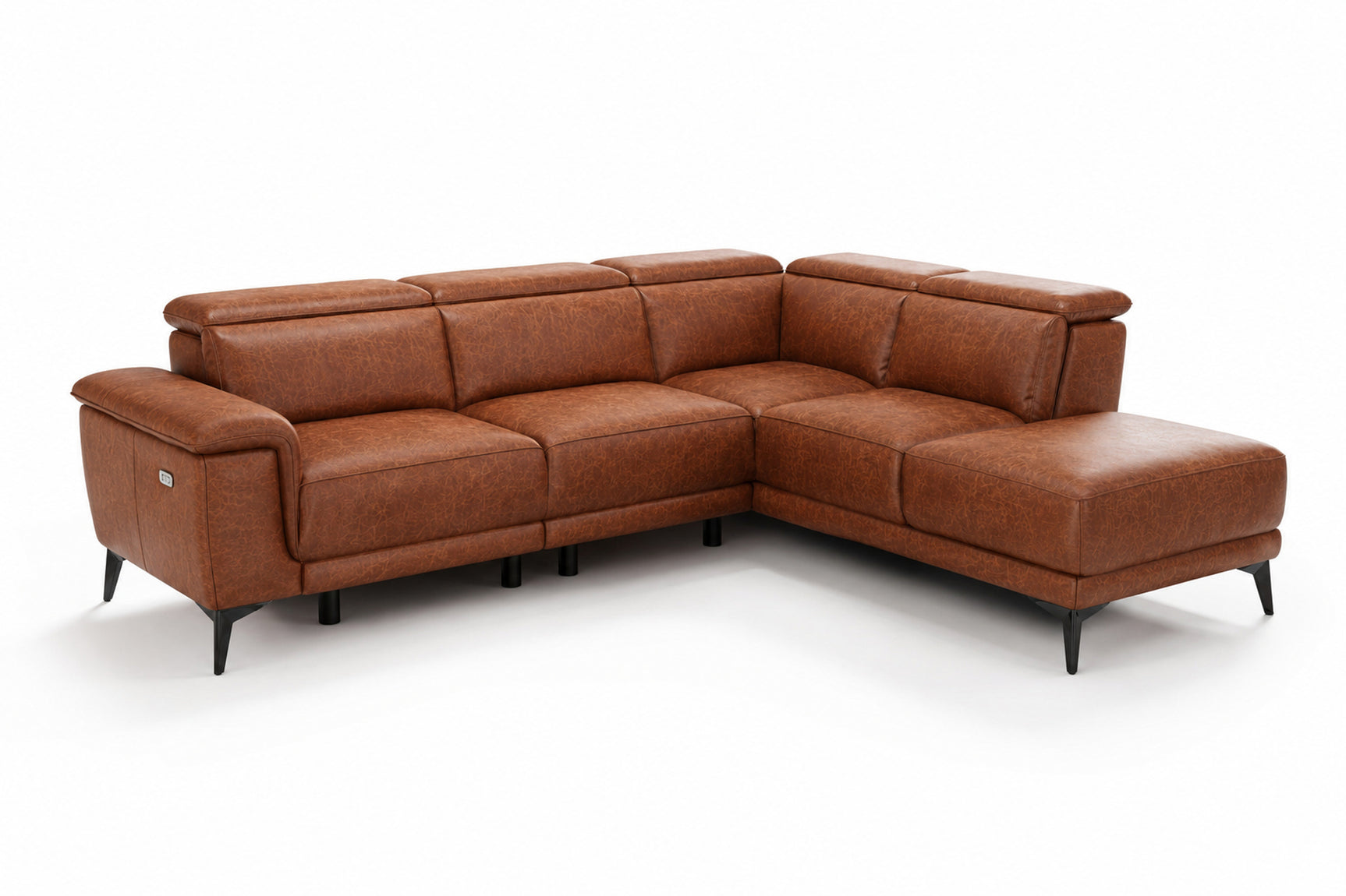 Valencia Pista Distressed Leather Reclining Chaise Sectional Sofa