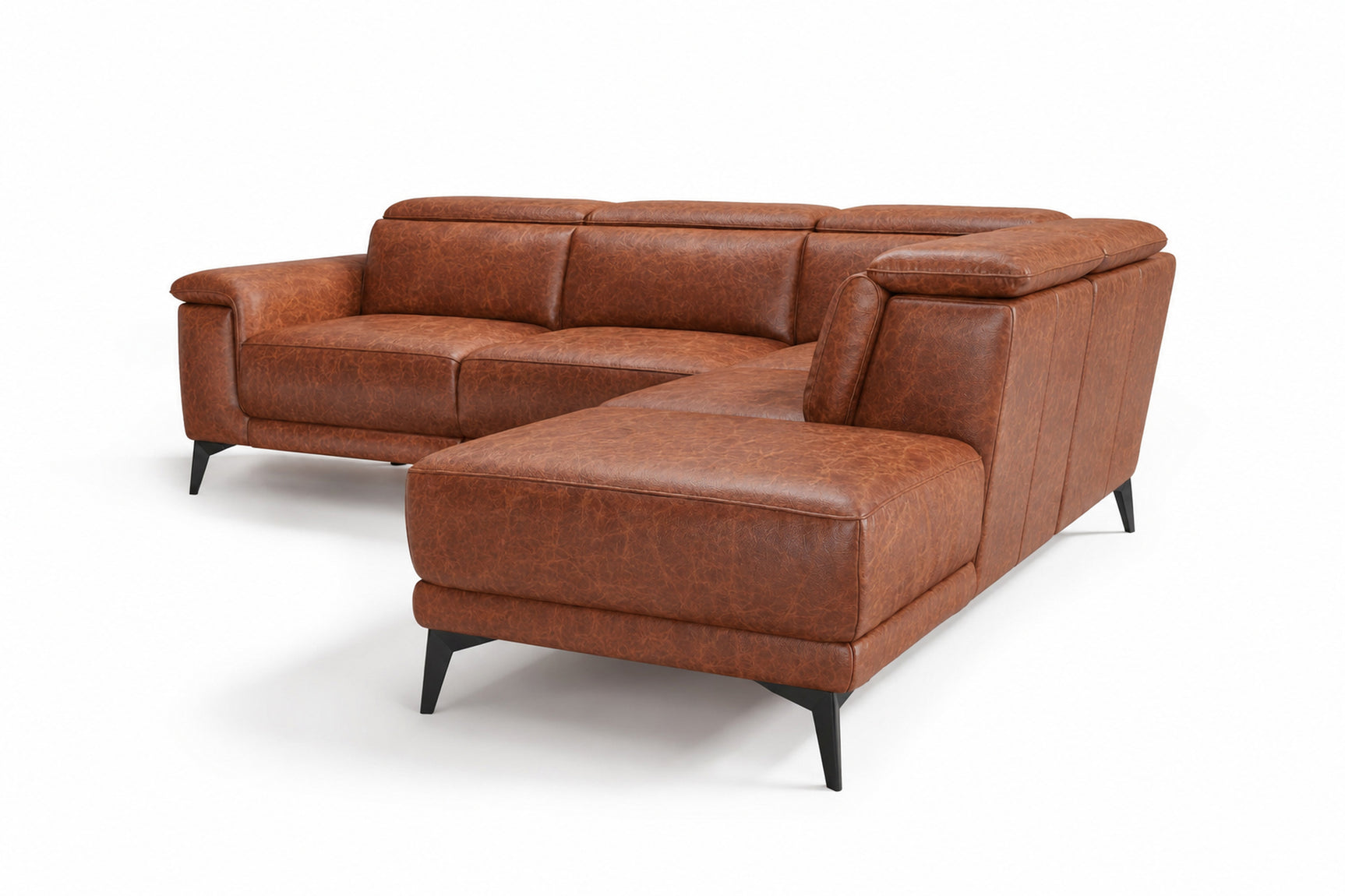 Valencia Pista Distressed Leather Reclining Chaise Sectional Sofa
