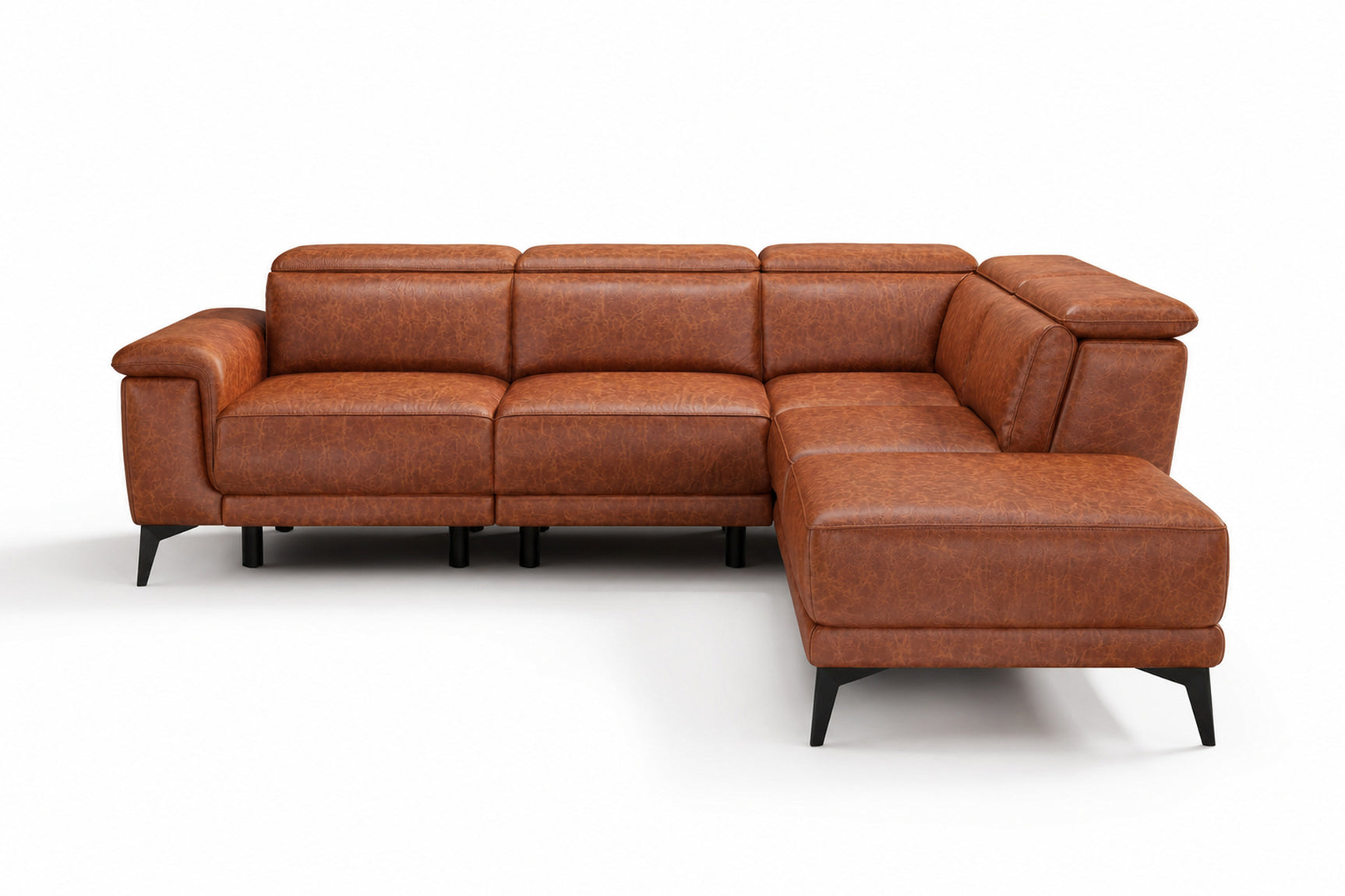 Valencia Pista Distressed Leather Reclining Chaise Sectional Sofa