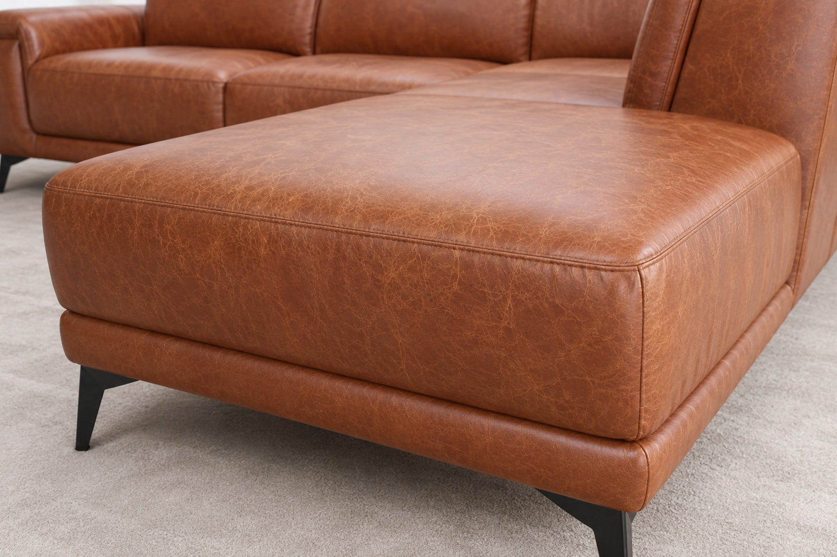 Valencia Pista Distressed Leather Reclining Chaise Sectional Sofa