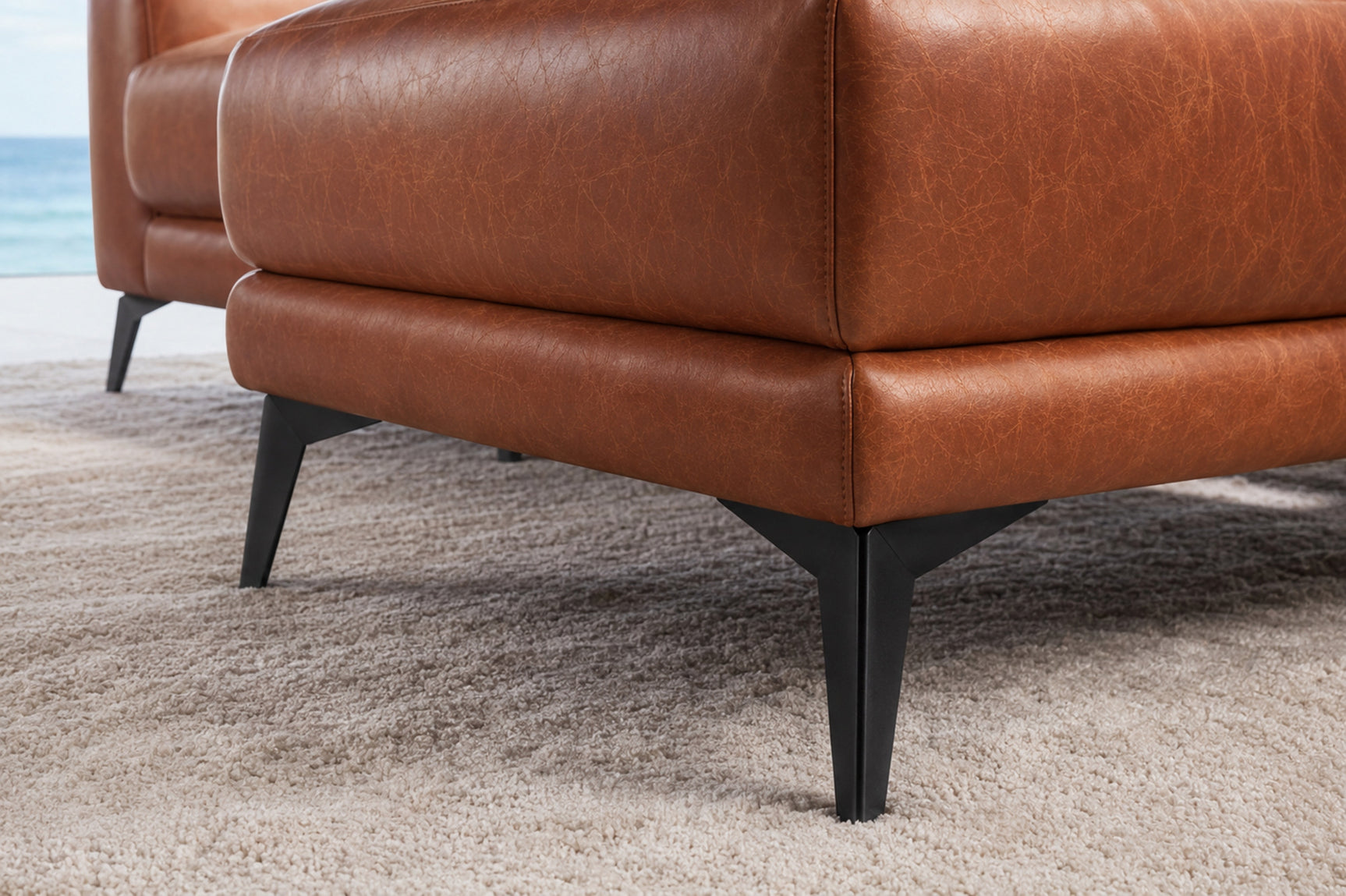 Valencia Pista Distressed Leather Reclining Chaise Sectional Sofa