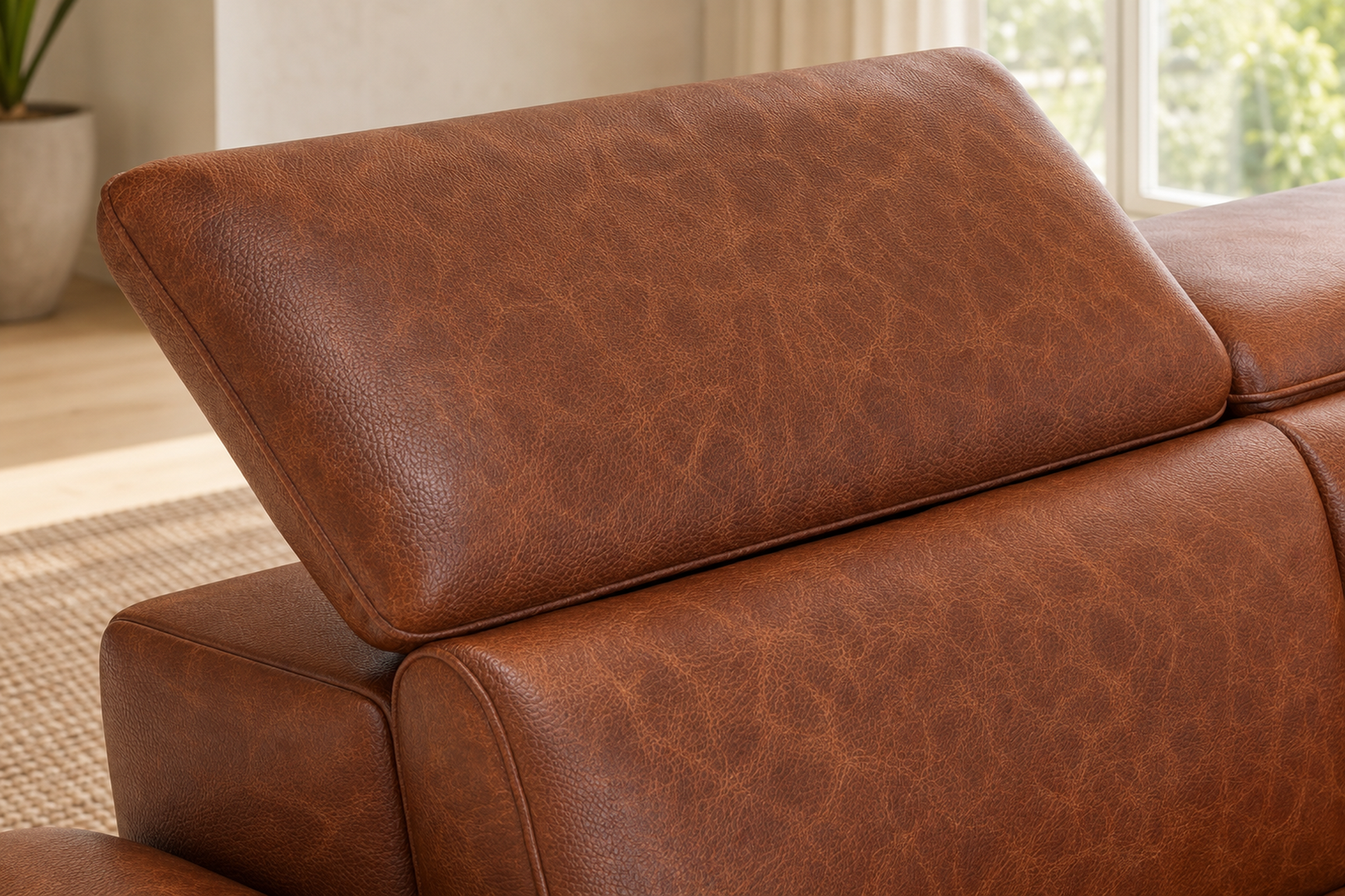 Valencia Pista Distressed Leather Reclining Chaise Sectional Sofa