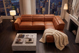 Valencia Pista Distressed Leather Reclining Chaise Sectional Sofa