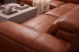 Valencia Pista Distressed Leather Reclining Chaise Sectional Sofa