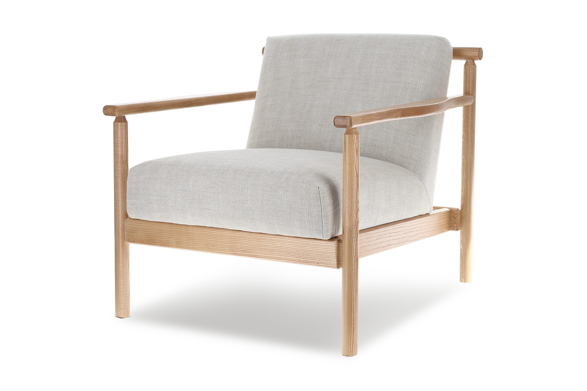 Valencia Regal Fabric Upholstered Wood Frame Accent Chair, Beige