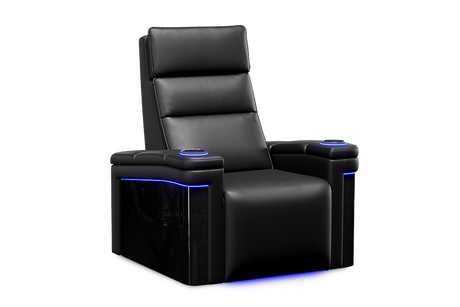 Valencia Monza Leather Home Theater Seating With Carbon Fiber Panel Single, Carbon Black