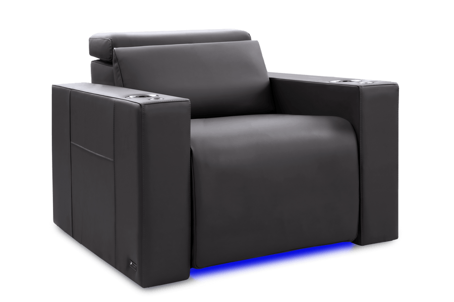 Valencia Barcelona Ultimate Leather Single Home Theater Seating, Graphite