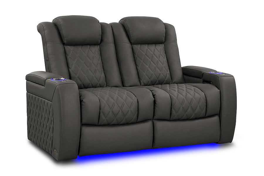 Valencia 2025 New Tuscany XL Luxury Leather Home Theater Seating Row of 2 Loveseat, Graphite