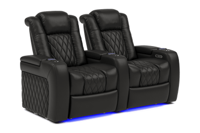 Valencia 2025 New Tuscany Leather Home Theater Seating Row of 2, Midnight Black