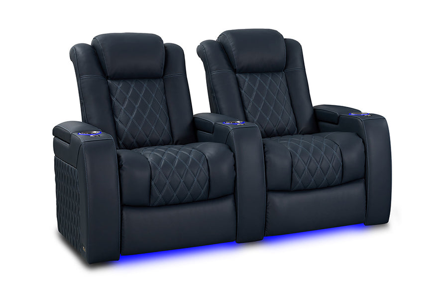 Valencia 2025 New Tuscany Luxury Leather Home Theater Seating Row of 2, Moonlight Blue