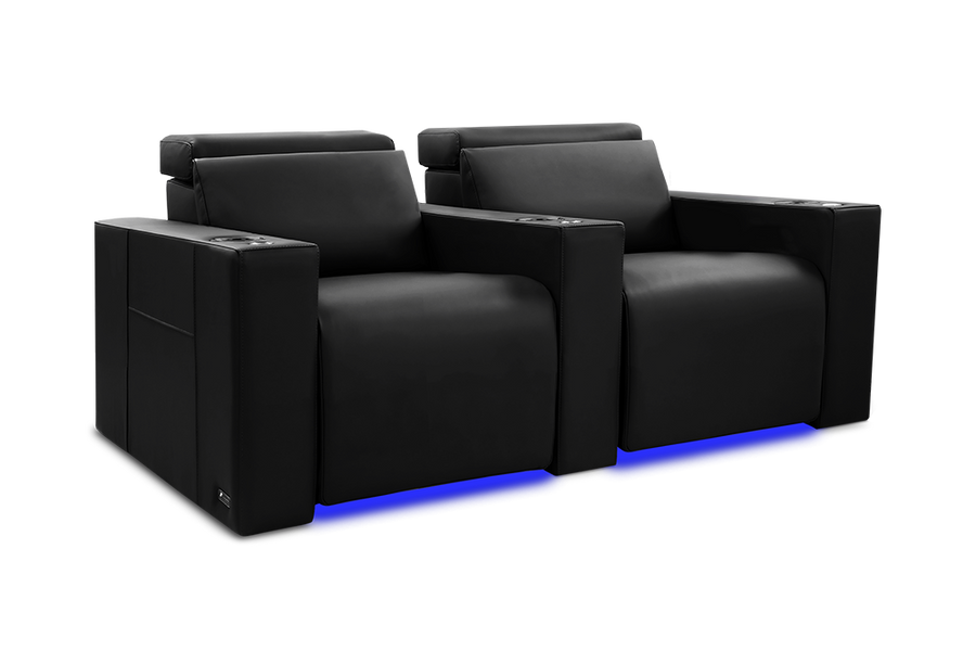 Valencia Barcelona Ultimate Leather Home Theater Seating Row of 2, Onyx