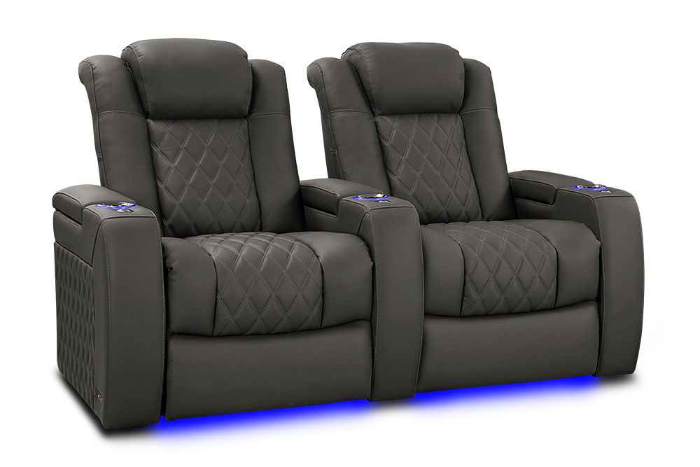 Valencia Tuscany XL Luxury Leather Home Theater Seating Row of 2, Graphite