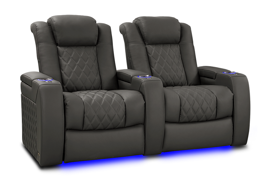 Valencia 2025 New Tuscany XL Luxury Leather Home Theater Seating Row of 2, Graphite