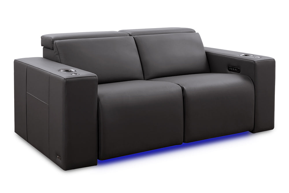 Valencia 2025 New Barcelona Grand Ultimate Leather Home Theater Seating Row of 2 Loveseat, Graphite
