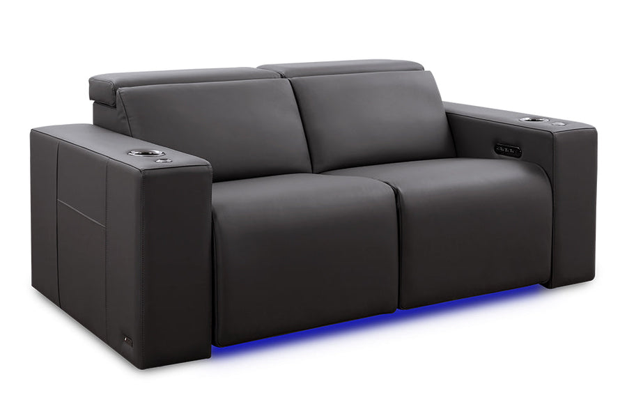 Valencia 2025 New Barcelona Grand Ultimate Leather Home Theater Seating Row of 2 Loveseat, Graphite