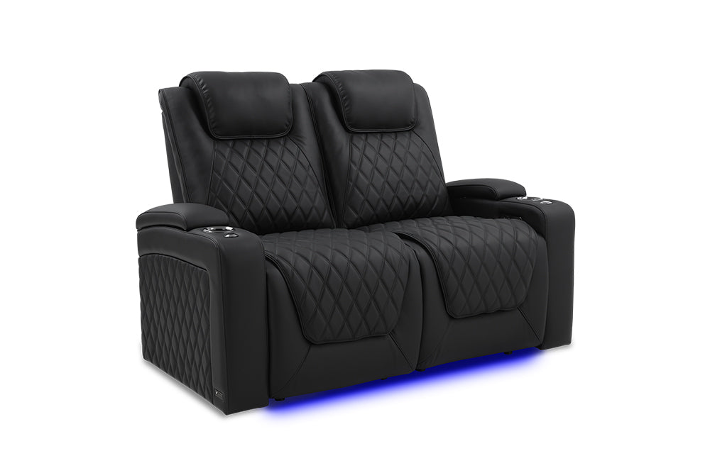Valencia 2025 New Oslo Luxury Home Theater Seating Row of 2 Loveseat, Onyx