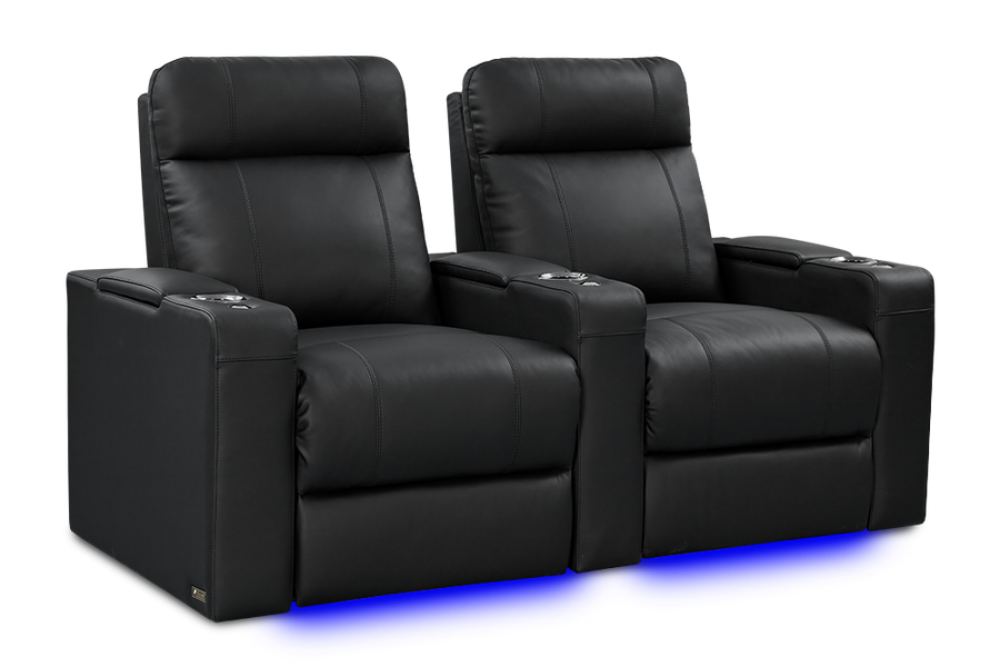 Valencia Piacenza Luxury Leather Home Theater Seating Row of 2, Onyx