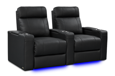 Valencia Piacenza Luxury Leather Home Theater Seating Row of 2, Onyx