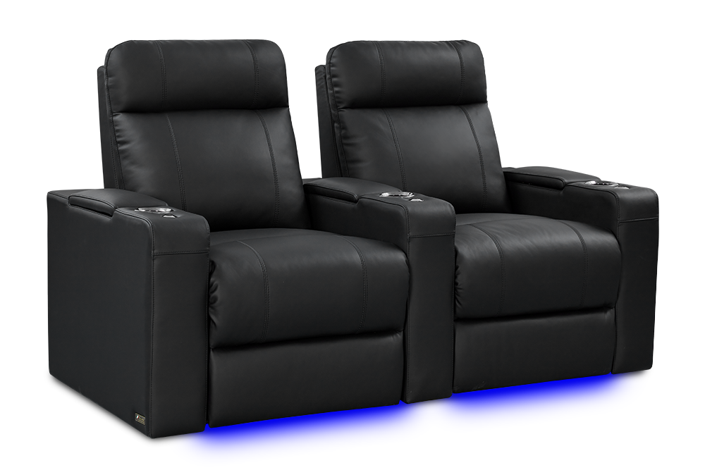 Valencia Piacenza Luxury Leather Home Theater Seating Row of 2, Onyx