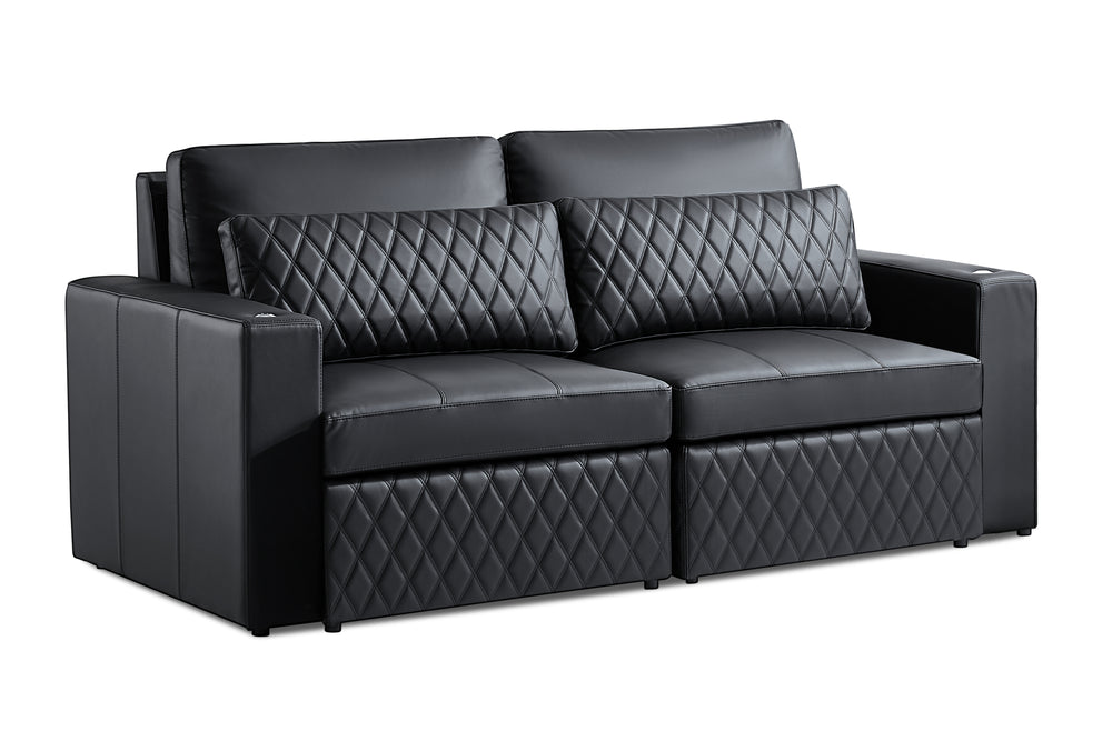 Valencia Pisa Ultimate Nappa 20000 Leather Lounge Sectional Sofa, Loveseat, Black