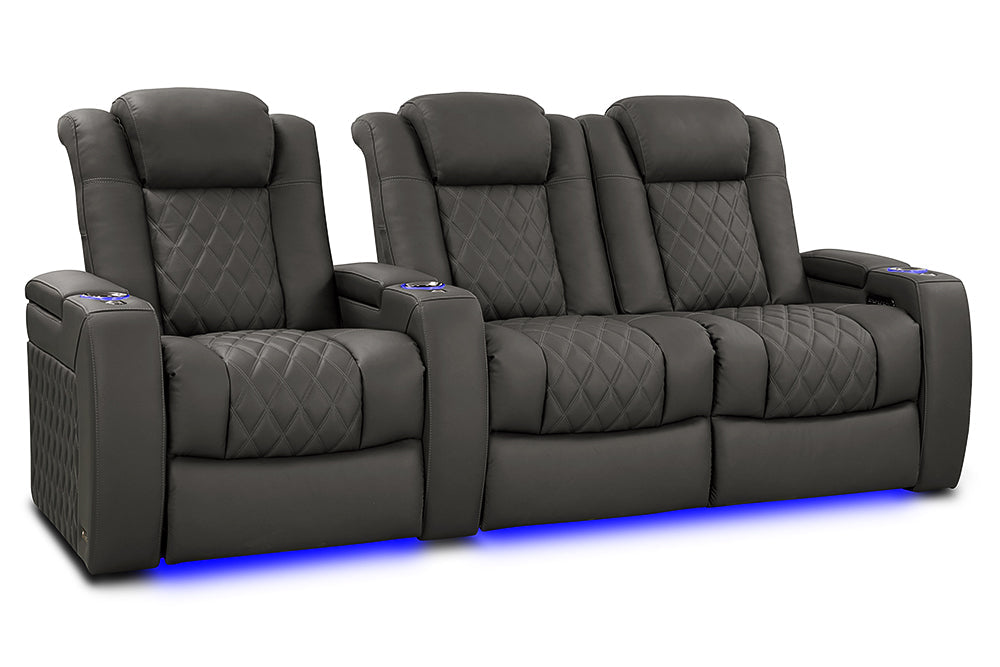 Valencia Tuscany XL Luxury Leather Home Theater Seating Row of 3 Loveseat Right, Graphite