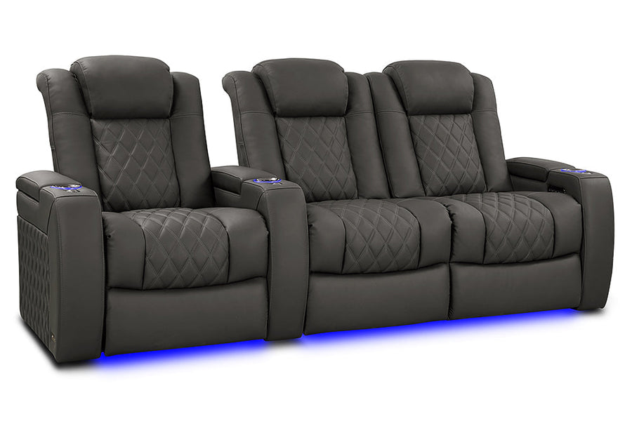 Valencia 2025 New Tuscany XL Luxury Leather Home Theater Seating Row of 3 Loveseat Right, Graphite