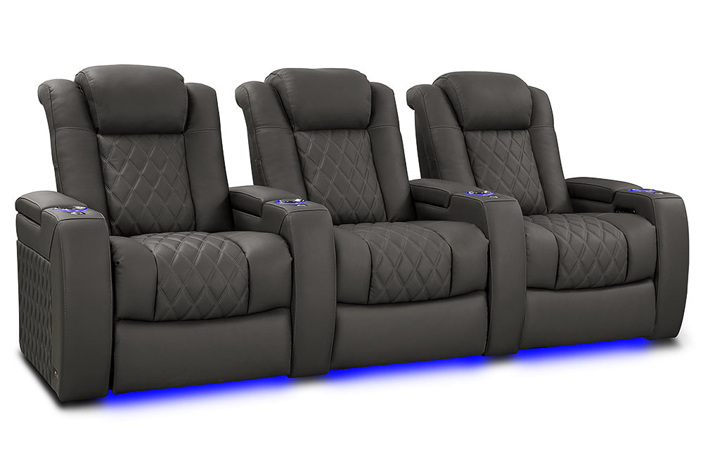 Valencia Tuscany XL Luxury Leather Home Theater Seating Row of 3, Graphite