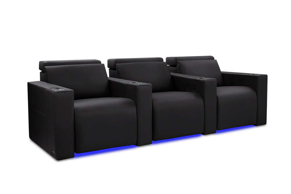 Valencia Barcelona Ultimate Leather Home Theater Seating Row of 3, Onyx